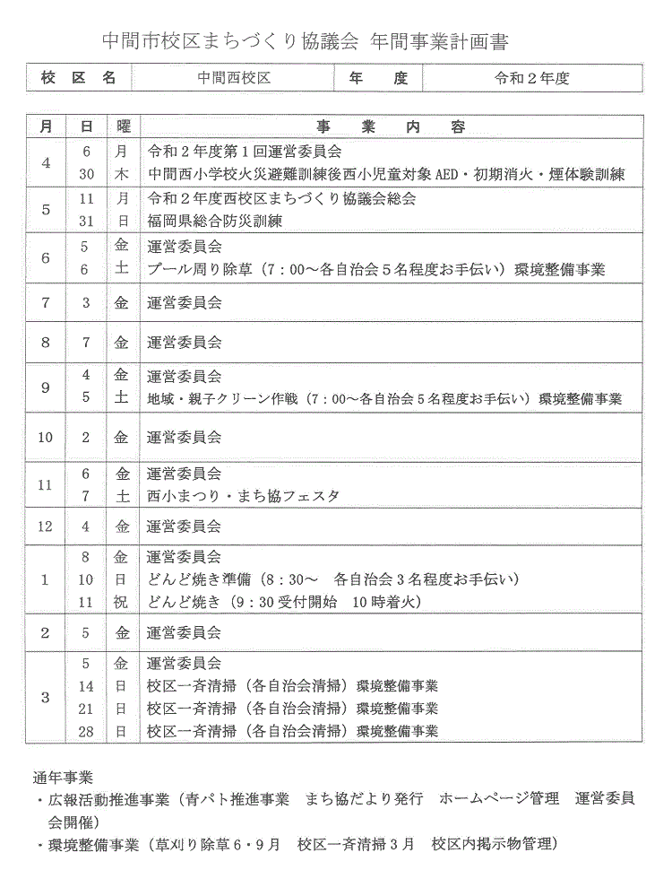 令和2年度事業計画