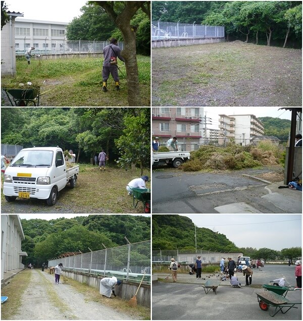 平成28年6月4日(土)西小学校プール周り草刈り除草
